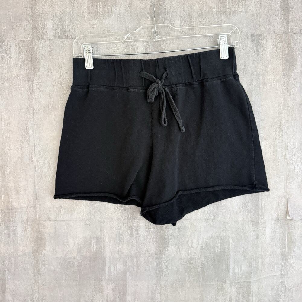 James Perse Shorts Womens 1 (Small) Black Cotton Fleece Drawstring Casual Lounge